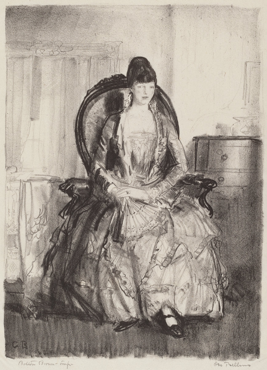 Lady with a Fan by George Bellows (American, 1882 - 1925), 16X12"(A3)Poster Print