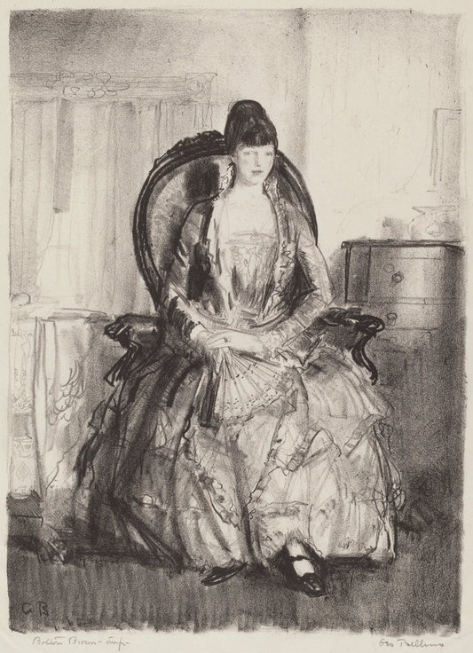 Lady with a Fan by George Bellows (American, 1882 - 1925), 16X12"(A3)Poster Print