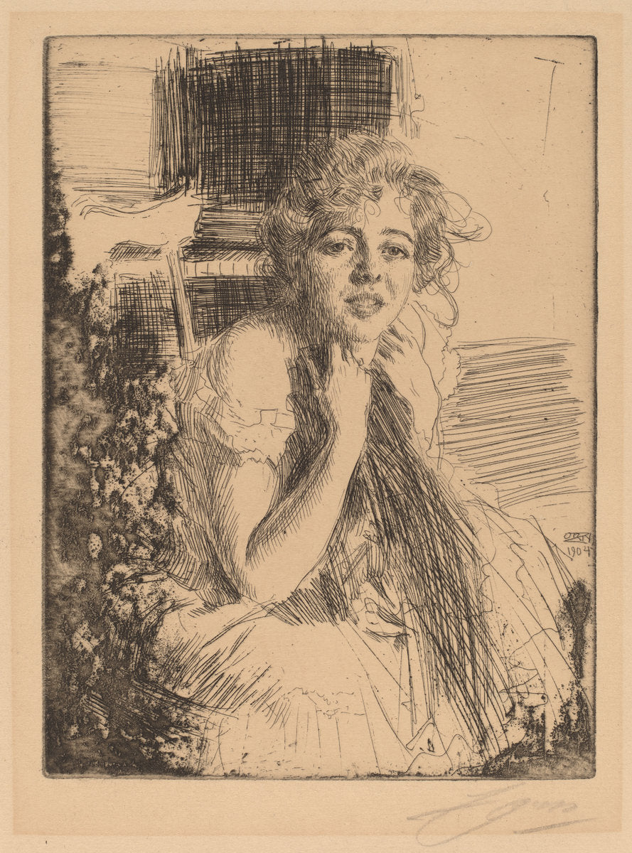 Emma Rasmussen by Anders Zorn (Swedish, 1860 - 1920), 16X12"(A3)Poster Print