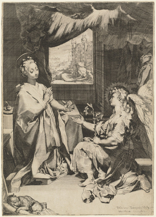 The Annunciation by Federico Barocci (Italian, probably 1535 - 1612), 16X12"(A3)Poster Print