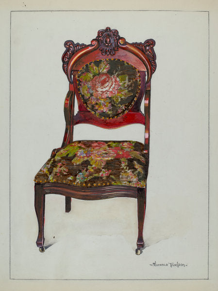 Victorian Upholstered Chair by Florence Truelson (American, 1901 - 1959), 16X12"(A3)Poster Print