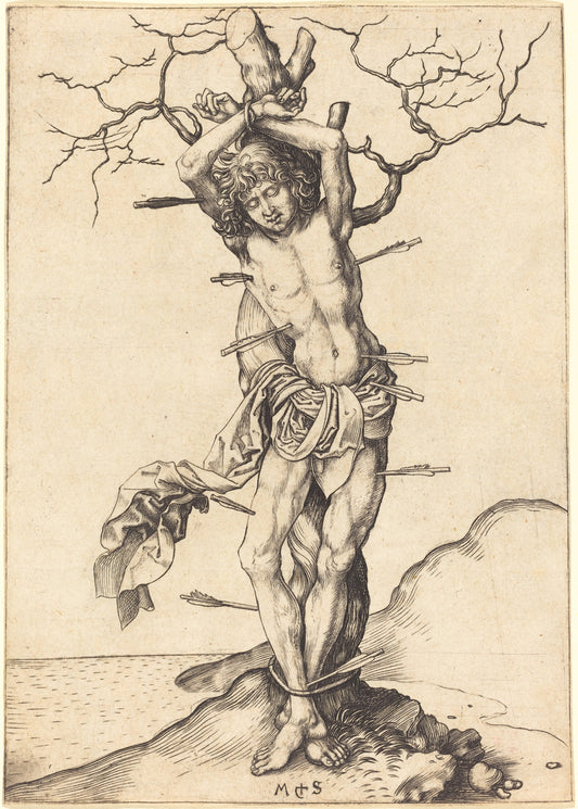 Saint Sebastian by Martin Schongauer (German, c. 1450 - 1491), 16X12"(A3)Poster Print