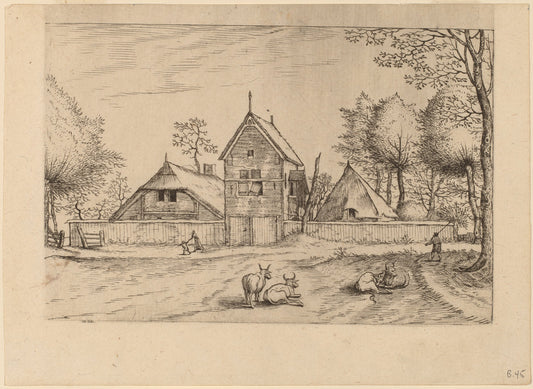 Farmstead by Johannes van Doetechum, the Elder and Lucas van Doetechum after Master of the Small Landscapes (Dutch, died 1605), 16X12"(A3)Poster Print