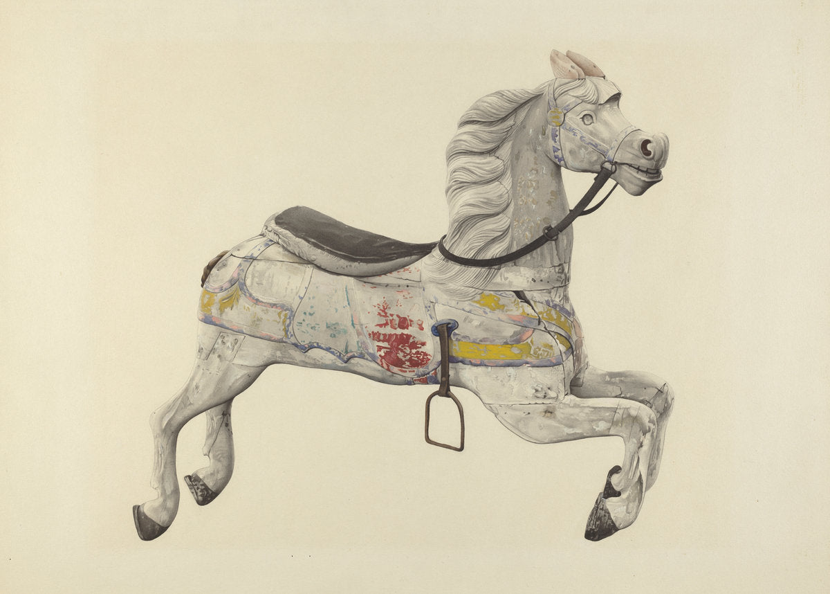 Carousel Horse by George Constantine (American, active c. 1935), 16X12"(A3)Poster Print