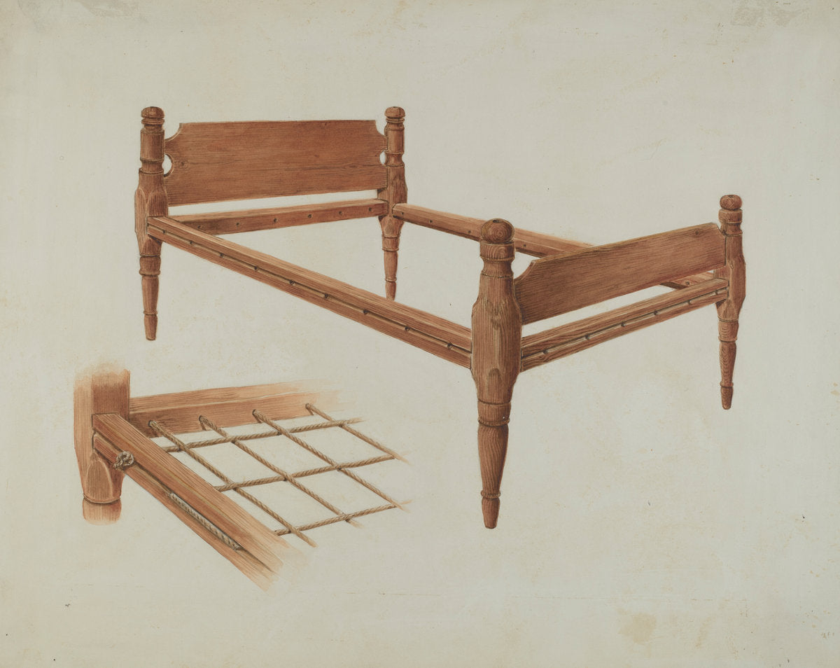 Wooden Bed by Al Curry (American, active c. 1935), 16X12"(A3)Poster Print