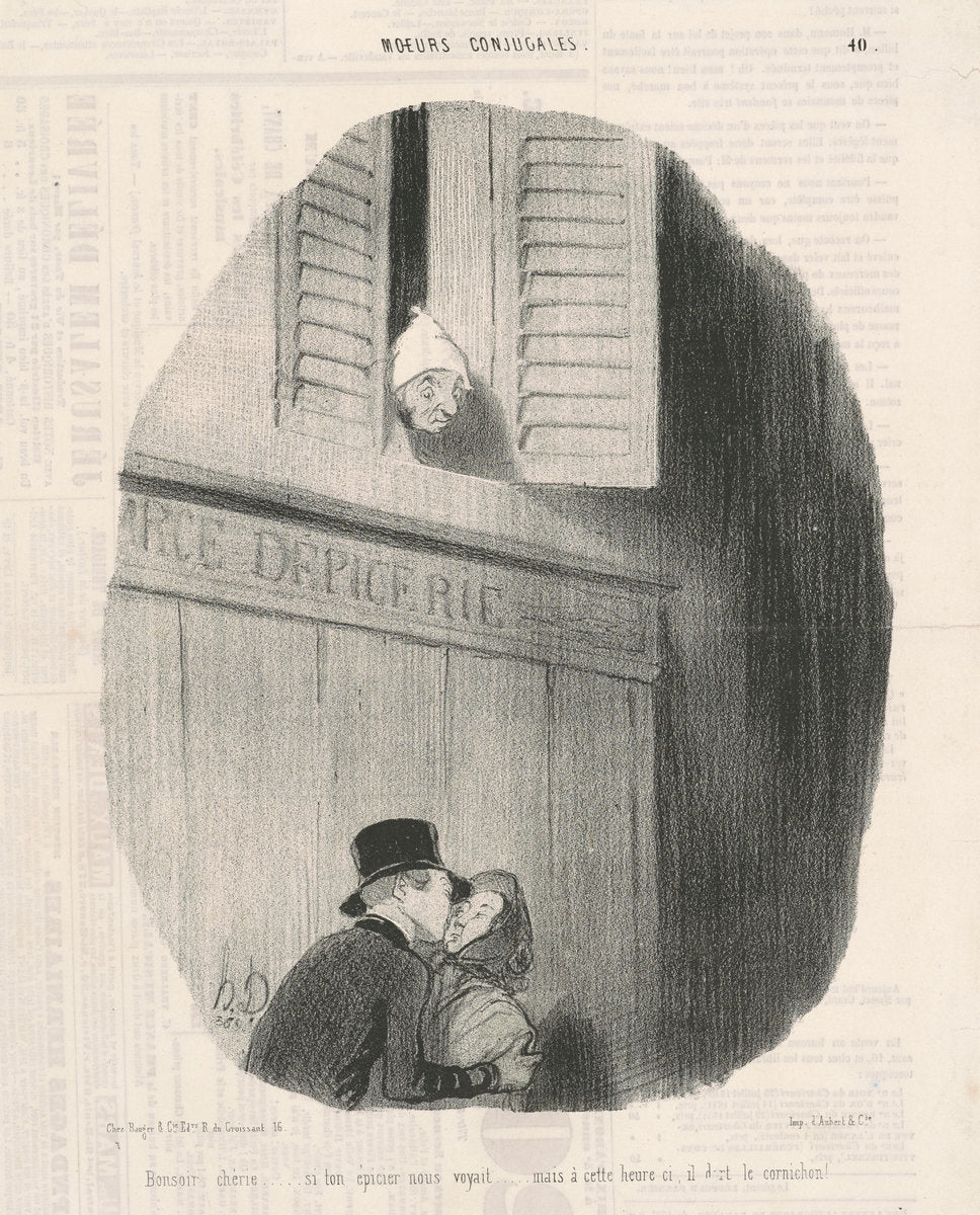 Bonsoir chérie...si ton épicier nous voyait... by Honoré Daumier (French, 1808 - 1879), 16X12"(A3)Poster Print