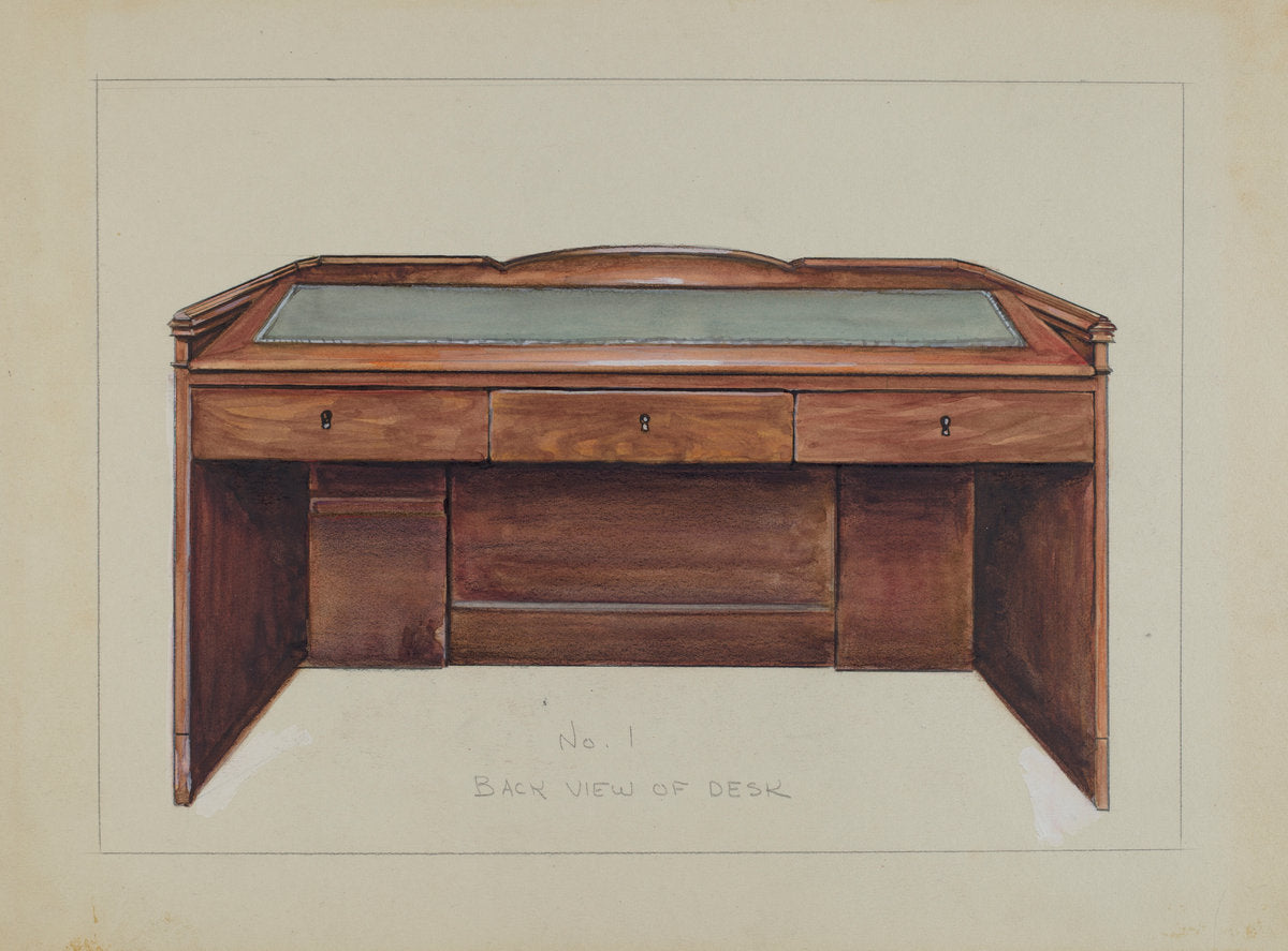 Desk by Lawrence Phillips (American, active c. 1935), 16X12"(A3)Poster Print