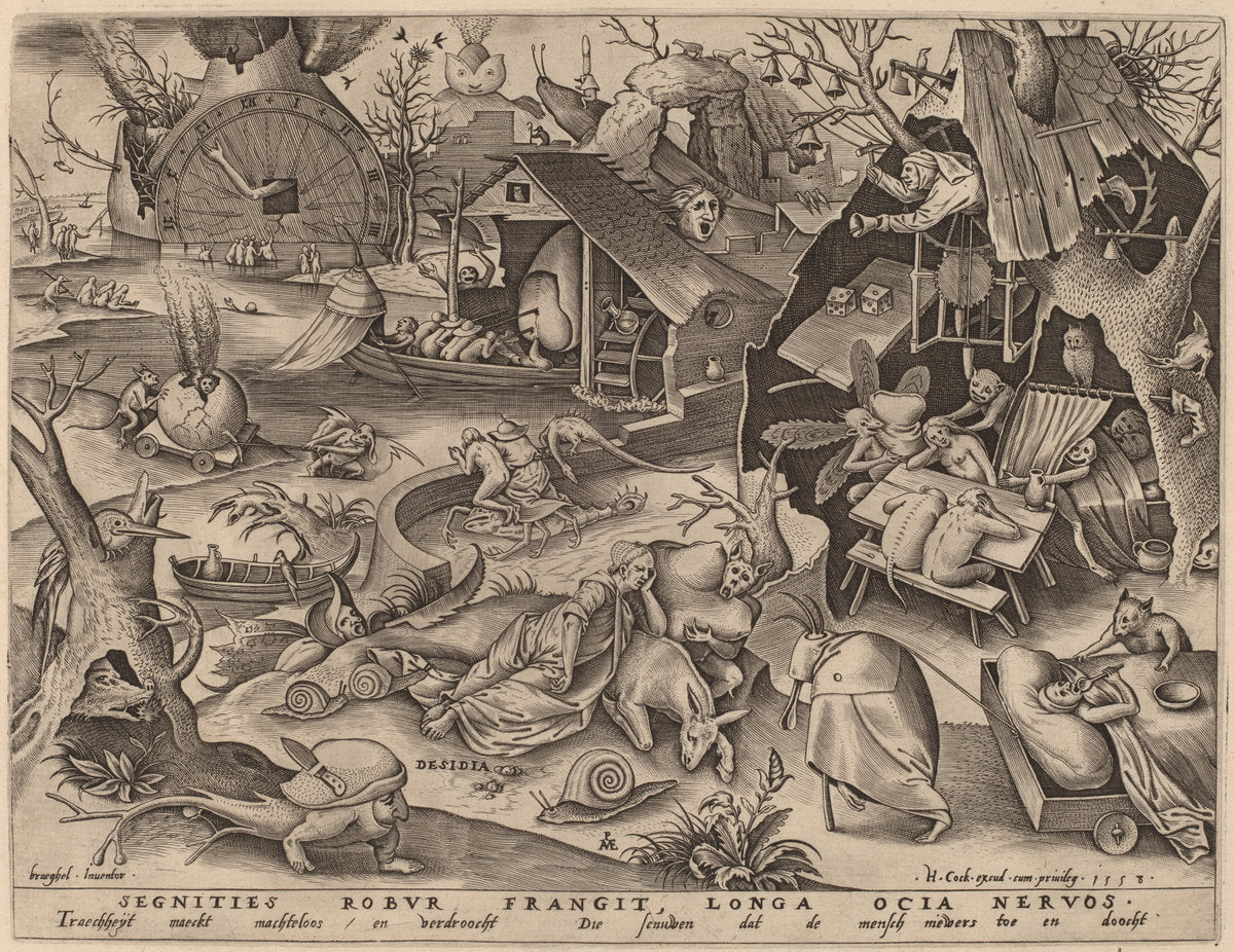 Sloth by Pieter van der Heyden after Pieter Bruegel the Elder (Flemish, active c. 1551/1572), 16X12"(A3)Poster Print
