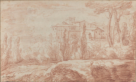 An Italian Walled Town Seen through Trees by François Le Moyne (French, 1688 - 1737), 16X12"(A3)Poster Print