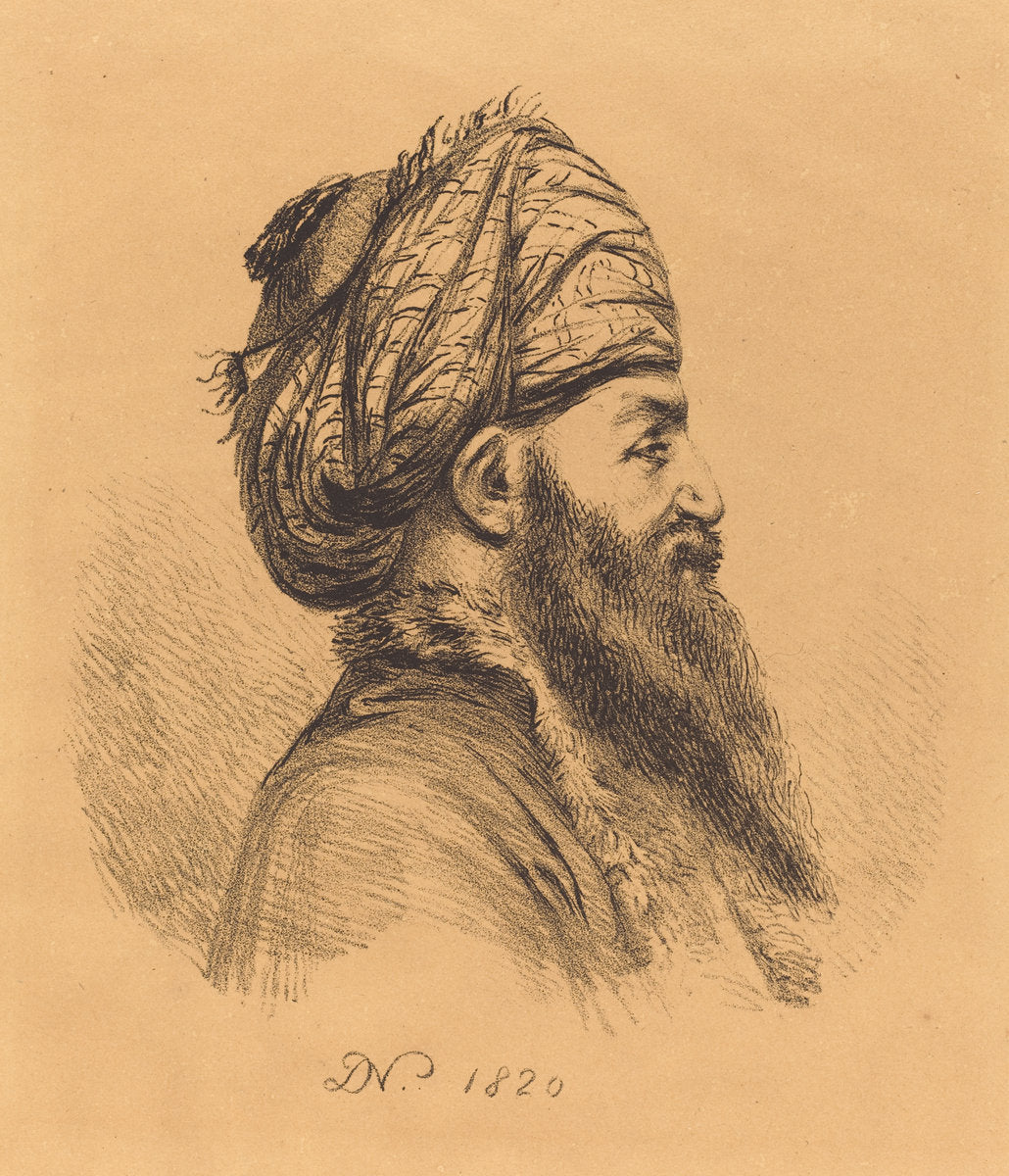Profile Head of Oriental in Turban by Vivant Denon (French, 1747 - 1825), 16X12"(A3)Poster Print