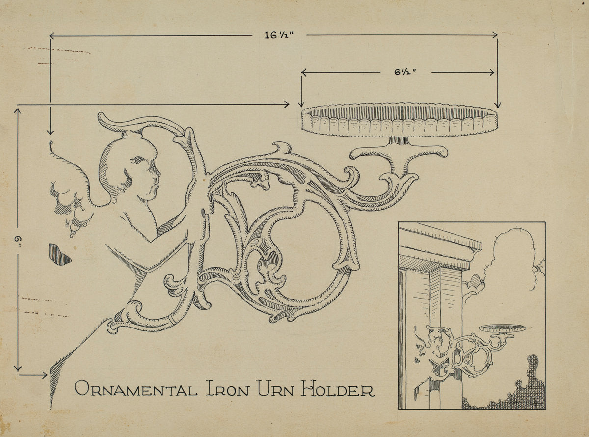 Cast Iron Urn Holder by Thomas Byrne (American, active c. 1935), 16X12"(A3)Poster Print