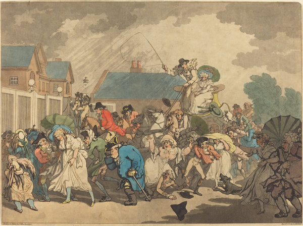 A Squall in Hyde Park by Thomas Rowlandson (British, 1756 - 1827), 16X12"(A3)Poster Print