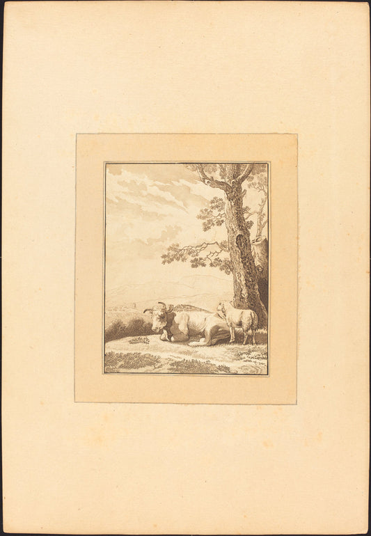 Cow Resting by Regina Katharina Quarry after Karel Dujardin (German, c. 1762 - c. 1818), 16X12"(A3)Poster Print