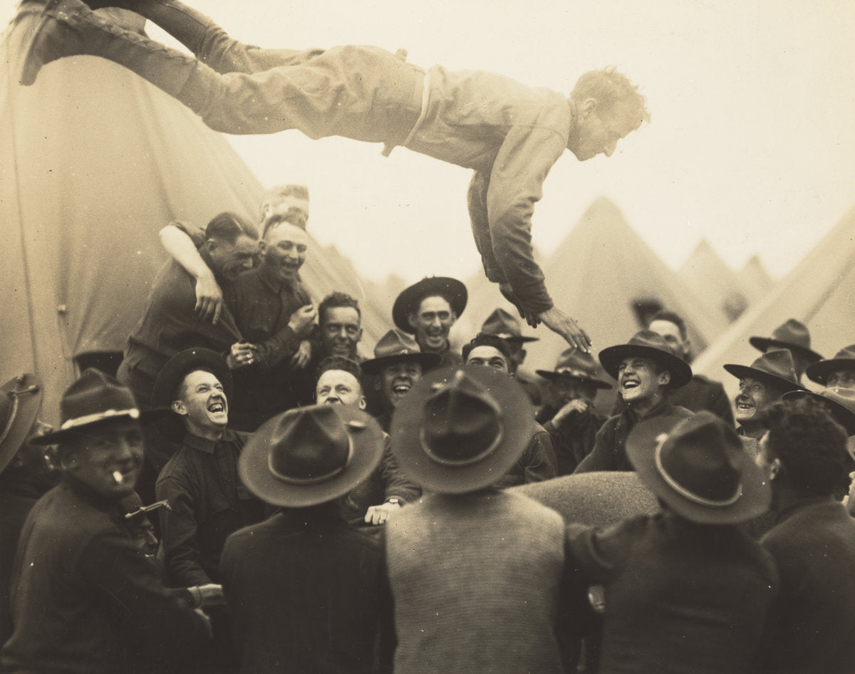 Soldier Thrown in Air by Lewis Hine (American, 1874 - 1940), 16X12"(A3)Poster Print
