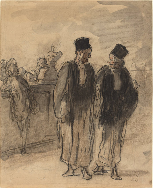 Two Lawyers by Honoré Daumier (French, 1808 - 1879), 16X12"(A3)Poster Print