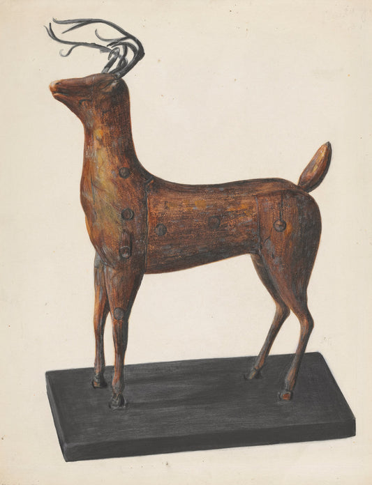 Figure of a Deer by Mina Lowry (American, 1894 - 1942), 16X12"(A3)Poster Print