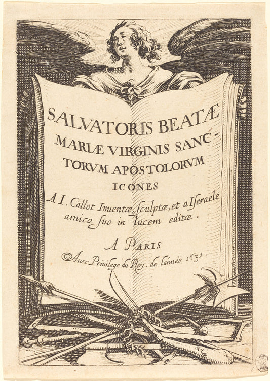 Frontispiece for "The Large Apostles" by Jacques Callot (French, 1592 - 1635), 16X12"(A3)Poster Print