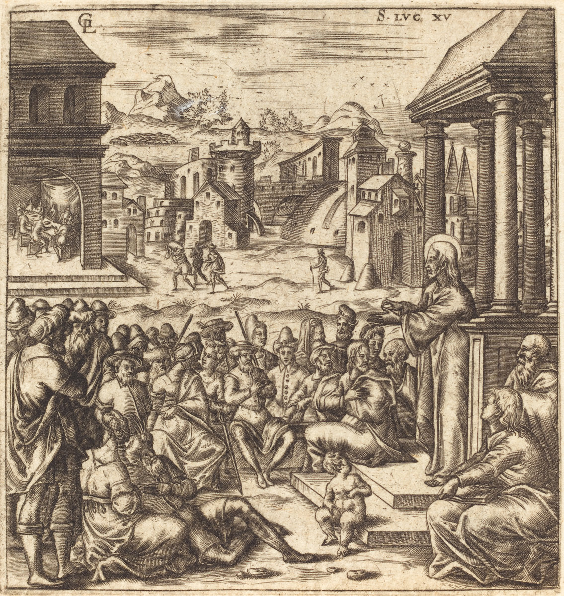 The Parables of the Lost Sheep, the Woman with Pieces of Silver and the Prodigal Son by Léonard Gaultier (French, 1561 - 1641), 16X12"(A3)Poster Print