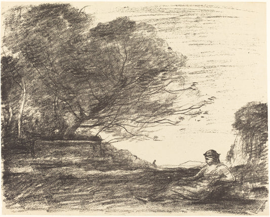 Sappho (Sapho) by Jean-Baptiste-Camille Corot (French, 1796 - 1875), 16X12"(A3)Poster Print