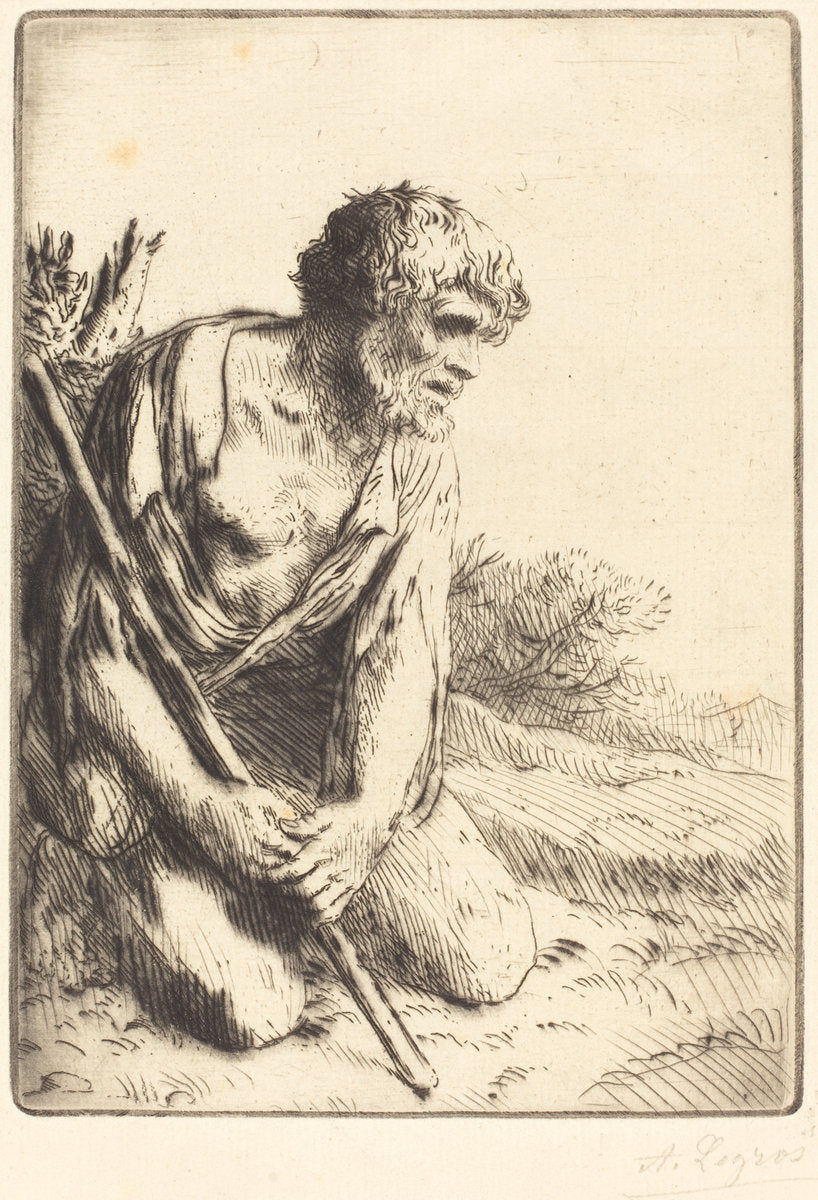 The Prodigal Son, 3rd plate (L'enfant prodigue) by Alphonse Legros (French, 1837 - 1911), 16X12"(A3)Poster Print