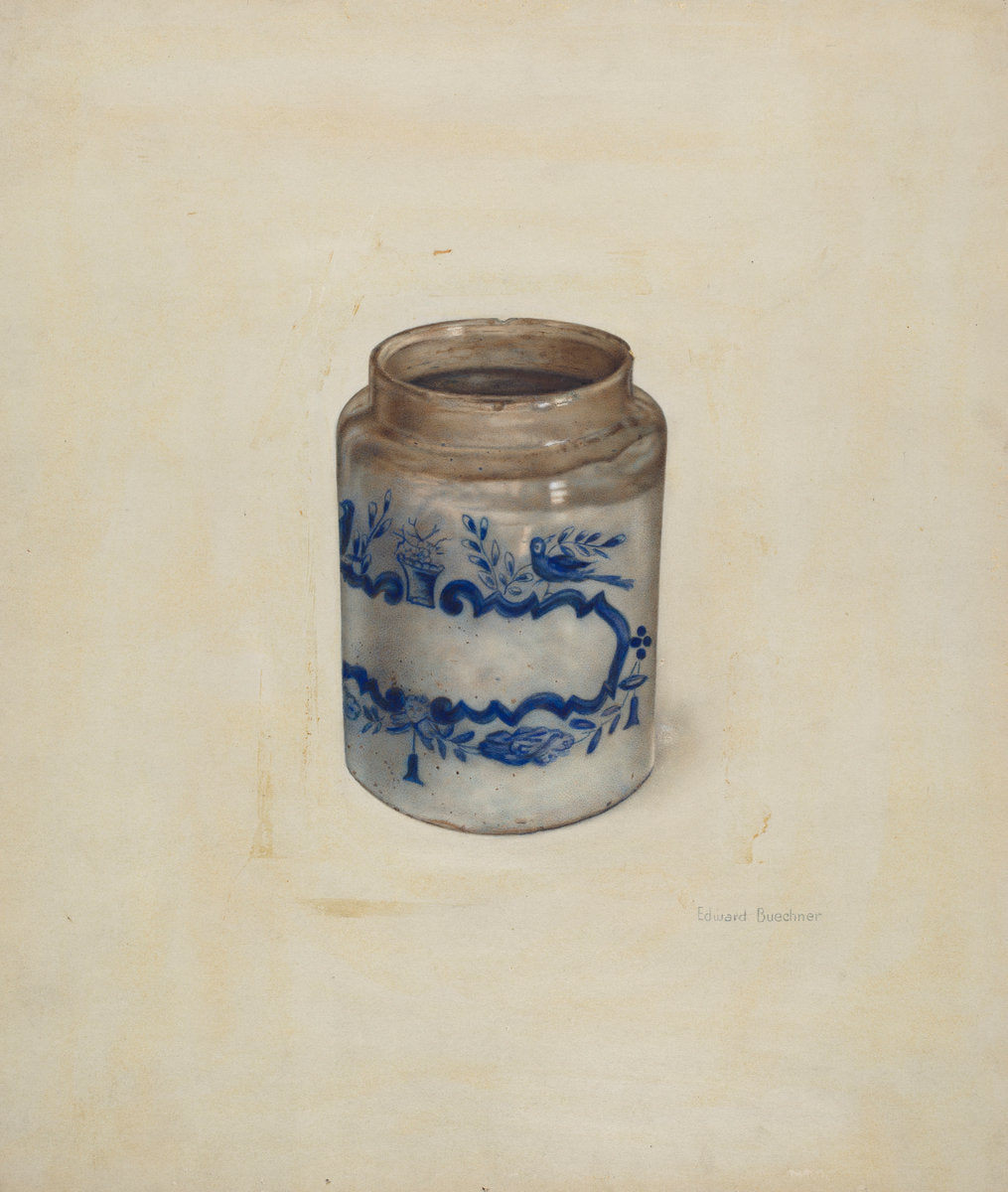 Stoneware Crock by Edward W. Buechner (American, active c. 1935), 16X12"(A3)Poster Print