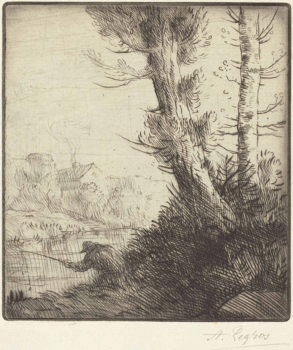Banks of the Oise (Bord de l'Oise) by Alphonse Legros (French, 1837 - 1911), 16X12"(A3)Poster Print