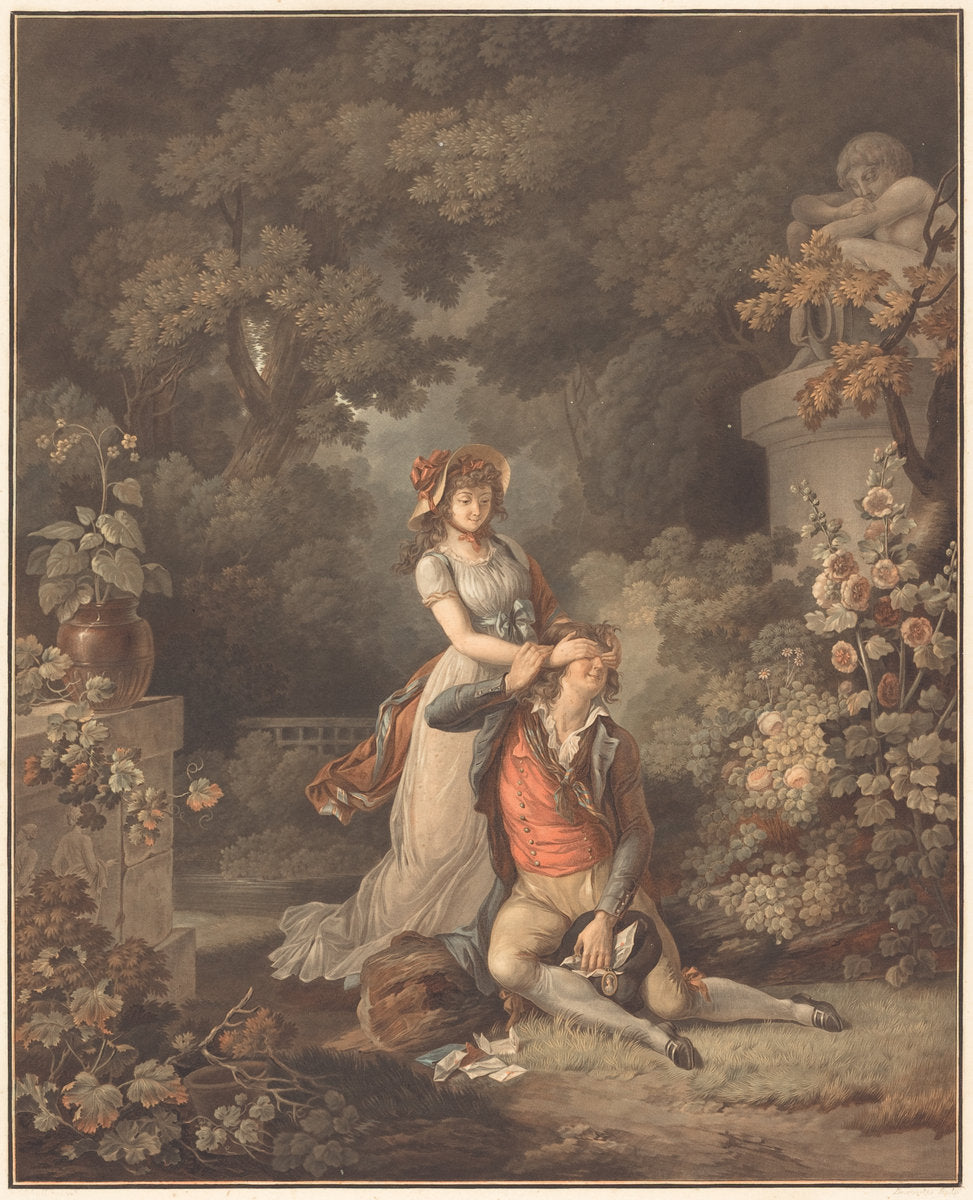 L'Amant surpris by Charles-Melchior Descourtis after Jean Frederic Schall (French, 1753 - 1820), 16X12"(A3)Poster Print