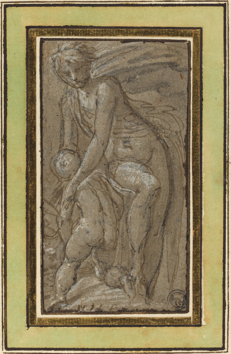 Nude with Putto by Jacopo Zanguidi, called Bertoia (Parmese, 1544 - 1573/1574), 16X12"(A3)Poster Print