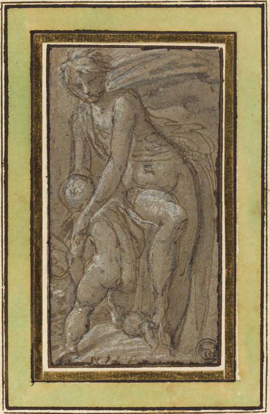 Nude with Putto by Jacopo Zanguidi, called Bertoia (Parmese, 1544 - 1573/1574), 16X12"(A3)Poster Print