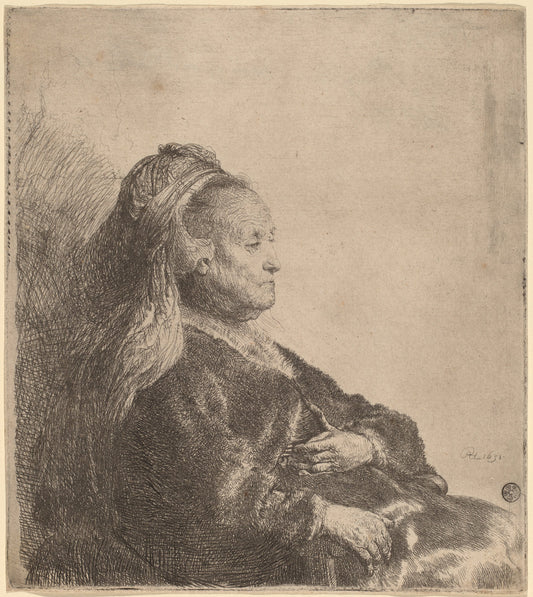 The Artist's Mother Seated, in an Oriental Headdress by Rembrandt van Rijn (Dutch, 1606 - 1669), 16X12"(A3)Poster Print