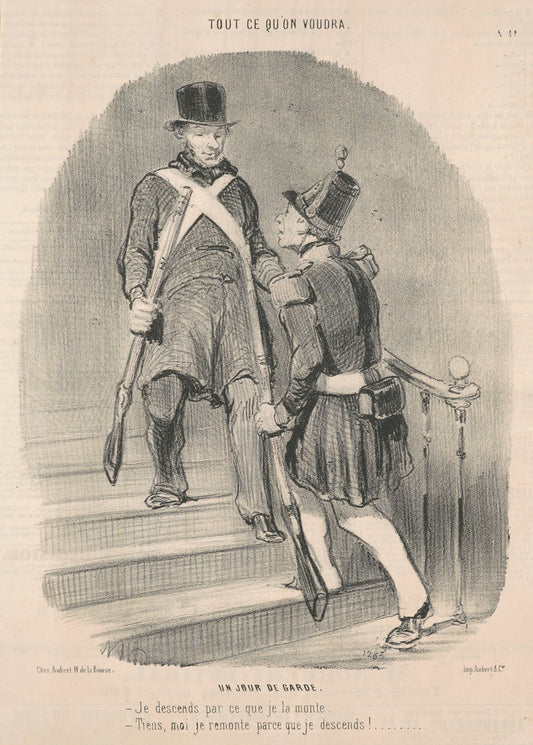 Un jour de garde by Honoré Daumier (French, 1808 - 1879), 16X12"(A3)Poster Print