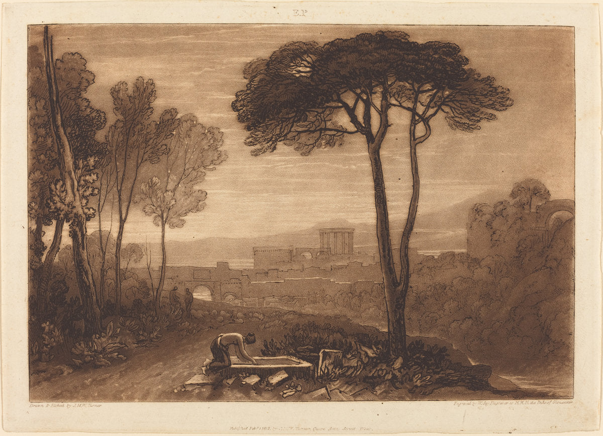 Scene in the Campagna by Joseph Mallord William Turner and William Say (British, 1768 - 1834), 16X12"(A3)Poster Print