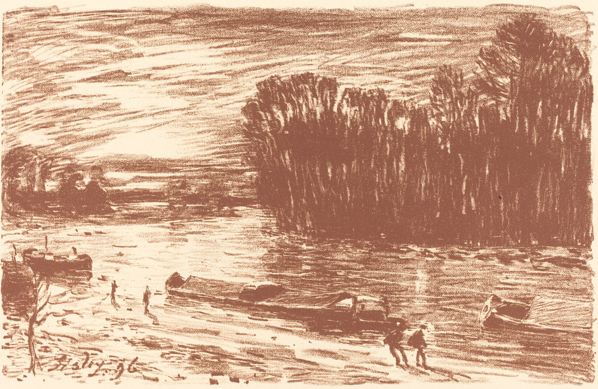 Banks of the Loing near Saint-Mammes (Bords du Loing, pres Saint-Mammes) by Alfred Sisley (French, 1839 - 1899), 16X12"(A3)Poster Print