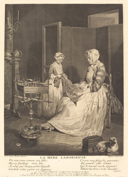 La Mere laborieuse by Bernard Lepicie after Jean Siméon Chardin (French, 1698 - 1755), 16X12"(A3)Poster Print