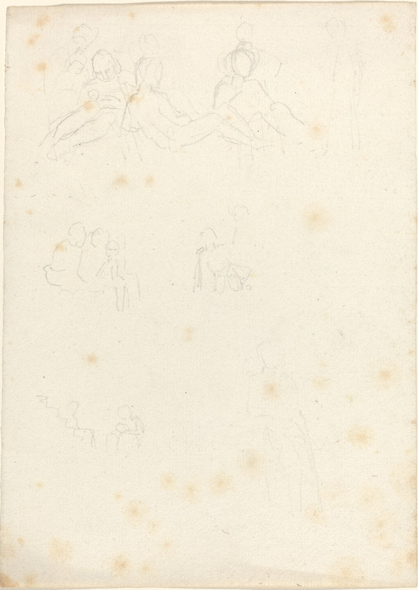 Studies of Seated and Reclining Figures by John Flaxman (British, 1755 - 1826), 16X12"(A3)Poster Print