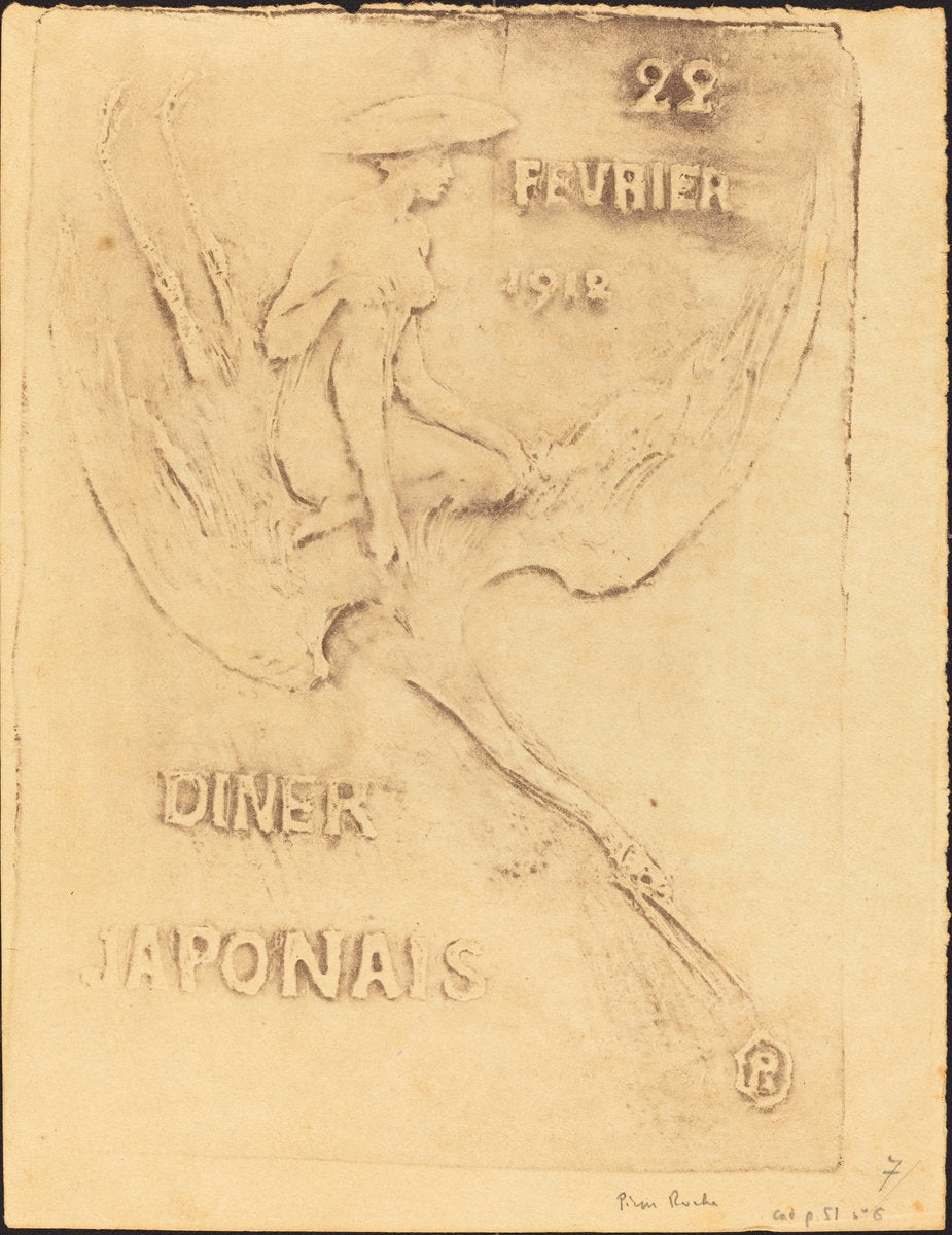 Femme et Cygne, 22 fevrier 1912, Diner Japonaise (Woman and Bird, 22 February 1912, J by Pierre Roche (French, 1855 - 1922), 16X12"(A3)Poster Print
