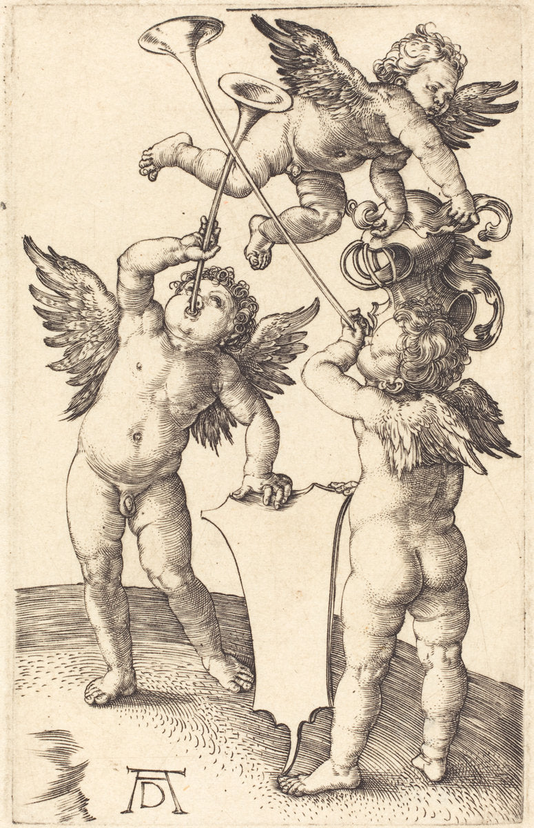 Three Genii by Albrecht Dürer (German, 1471 - 1528), 16X12"(A3)Poster Print