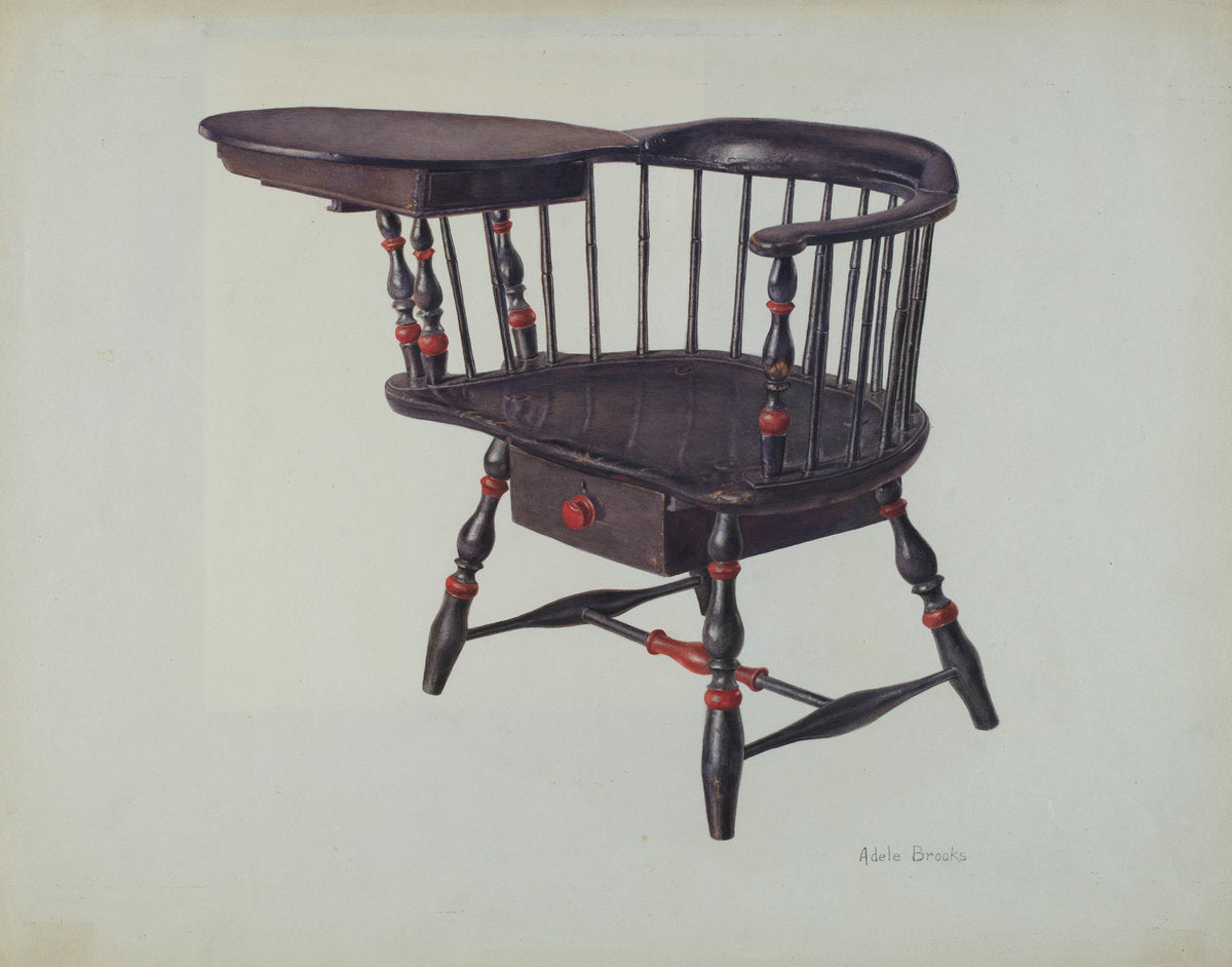 Harvard Student's Chair (Windsor) by Adele Brooks (American, active c. 1935), 16X12"(A3)Poster Print