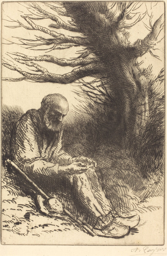 Old man, Old Tree (Vieil homme, vieil arbre) by Alphonse Legros (French, 1837 - 1911), 16X12"(A3)Poster Print
