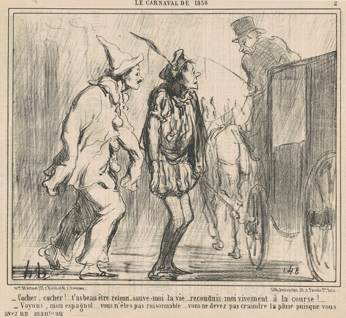 Cocher, Cocher! ... by Honoré Daumier (French, 1808 - 1879), 16X12"(A3)Poster Print