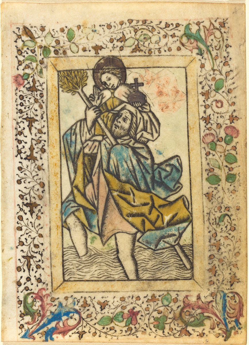 Saint Christopher by Master of the Dutuit Mount of Olives (German, active c. 1450/1470), 16X12"(A3)Poster Print