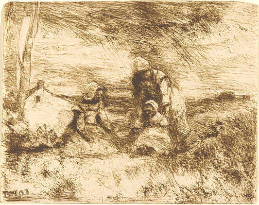 The Little Sister (La Petite Soeur) by Jean-Baptiste-Camille Corot (French, 1796 - 1875), 16X12"(A3)Poster Print