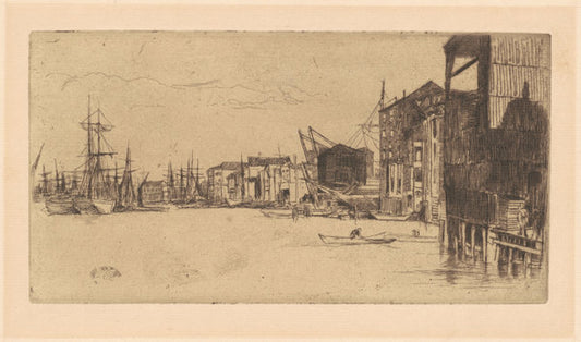 Free Trade Wharf by James McNeill Whistler (American, 1834 - 1903), 16X12"(A3)Poster Print