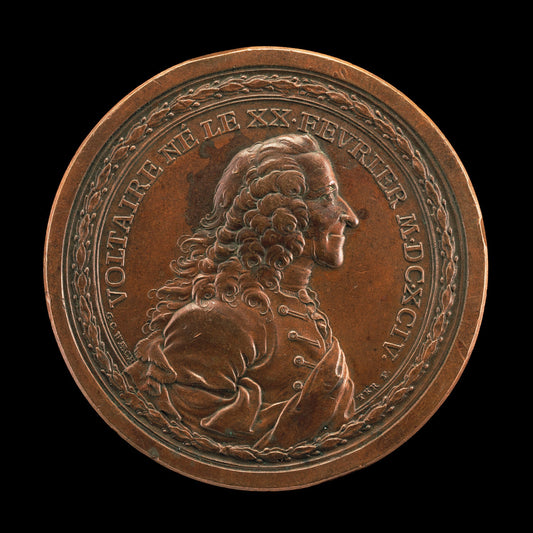 Voltaire, 1694-1778, Writer and Philosopher [obverse] by Georg Christian Waechter (German, 1729 - 1789), 16X12"(A3)Poster Print