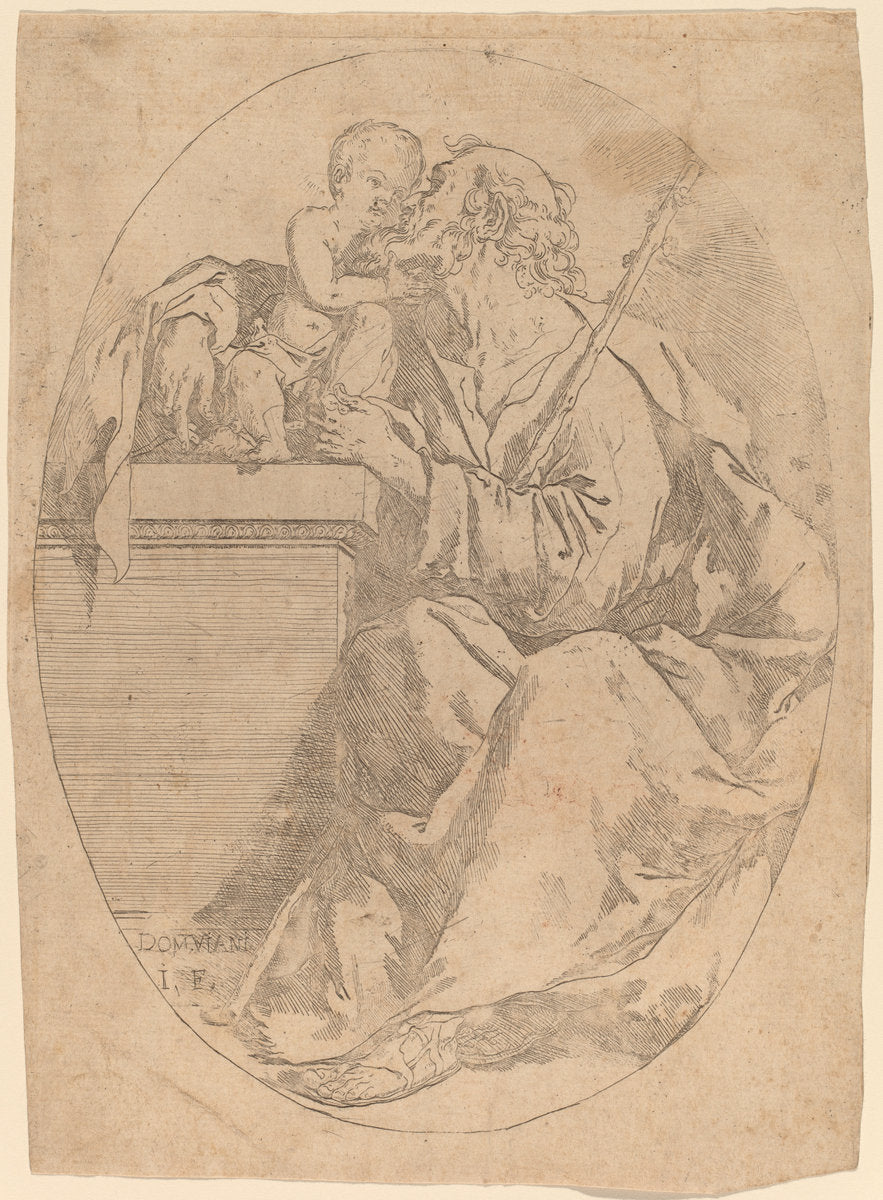 Saint Joseph and the Christ Child by Domenico Maria Viani (Italian, 1668 - 1711), 16X12"(A3)Poster Print