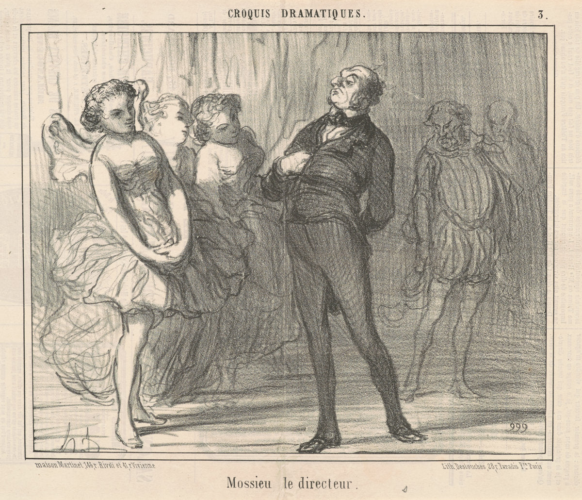 Mossieu la directeur by Honoré Daumier (French, 1808 - 1879), 16X12"(A3)Poster Print