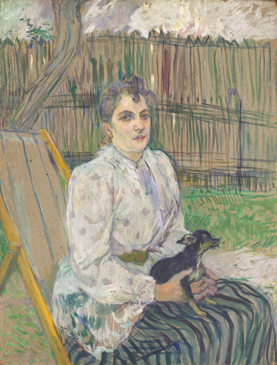 Lady with a Dog by Henri de Toulouse-Lautrec (French, 1864 - 1901), 16X12"(A3)Poster Print