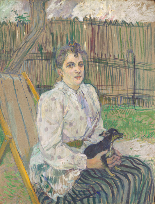 Lady with a Dog by Henri de Toulouse-Lautrec (French, 1864 - 1901), 16X12"(A3)Poster Print