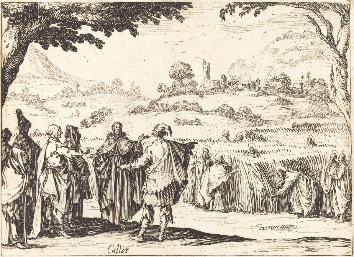 Jesus with the Pharisees by Jacques Callot (French, 1592 - 1635), 16X12"(A3)Poster Print