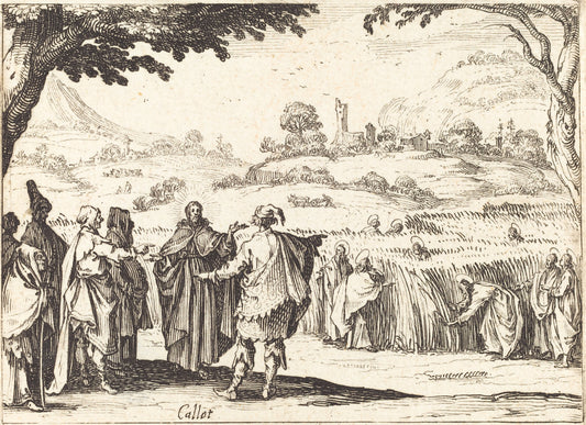 Jesus with the Pharisees by Jacques Callot (French, 1592 - 1635), 16X12"(A3)Poster Print